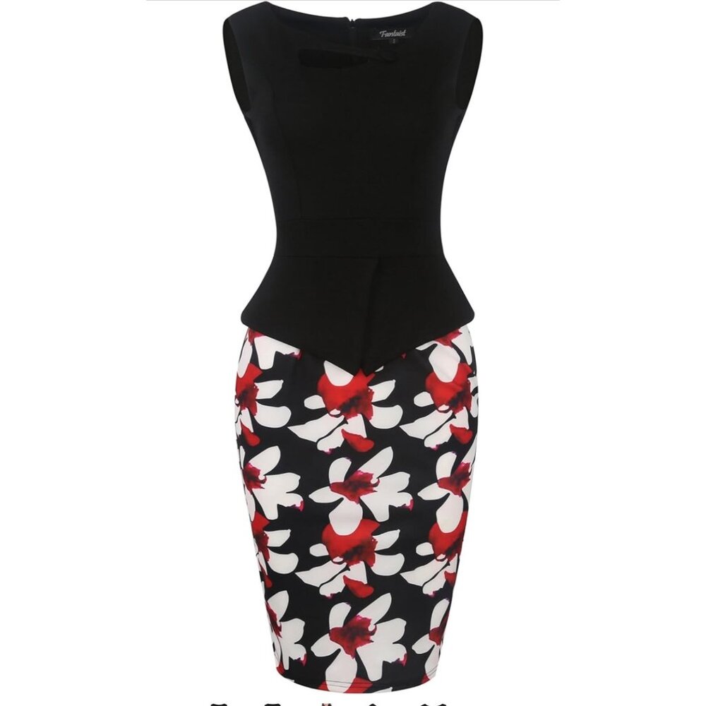 👗 2/$30 👗 Keyhole Neck, Knee Length Business Dress with Floral Bottom Medium